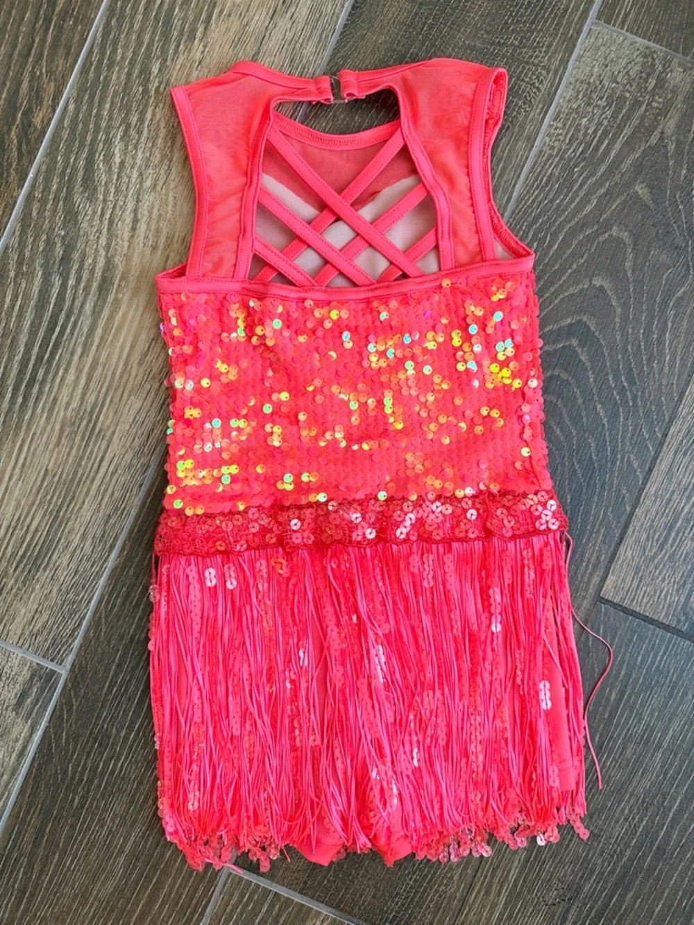Weissman Girls’ Something I Want Tangerine Fringe/Sequin Dance Costume Bundle—6Y